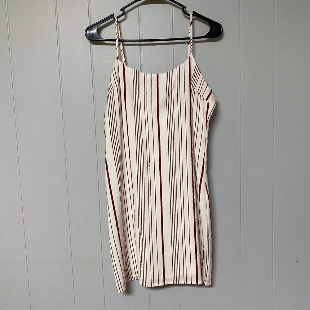 Lulu’s Wine and White Striped Mini Dress